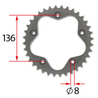 Couronne Ducati adaptateur acier 520/36D