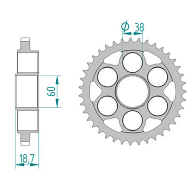 Couronne Ducati acier 525/41D