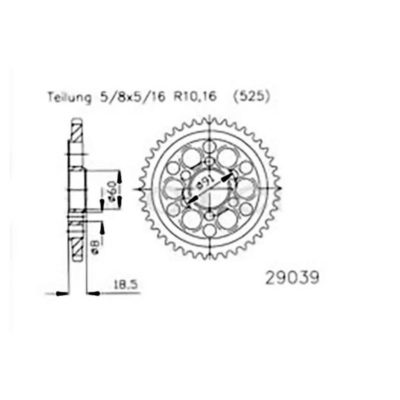 Couronne Ducati  acier 525/40D