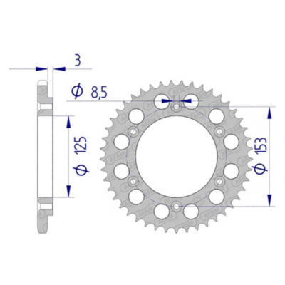 Couronne Honda cross alu 520/50D  CRF 450 2013->