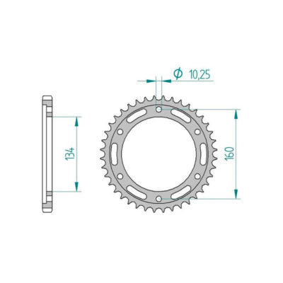 Couronne Honda 525/40D en acier noire