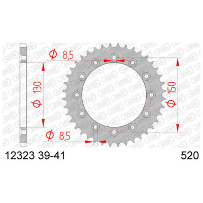 Couronne AFAM en acier Aprilia Honda Yamaha 520/39D