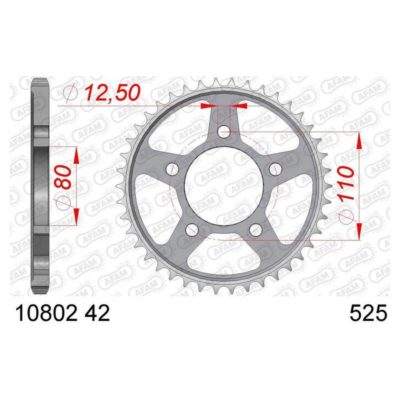 Couronne RK Honda CRF 1000 Africa Twin acier 525/44D argentée