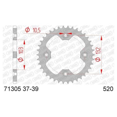 Couronne AFAM acier KTM 520/39D zingué
