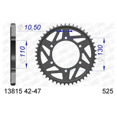 Couronne AFAM en alu Yamaha Suzuki 525/45D