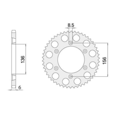 Couronne AFAM Husqvarna alu 520/48D argentée