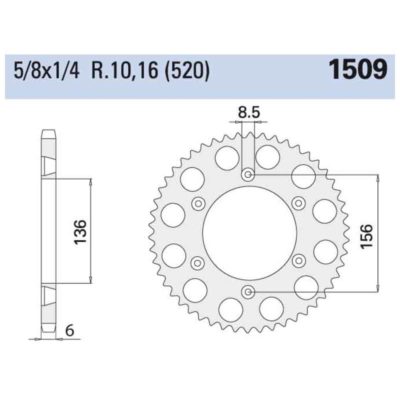 Couronne alu Husqvarna Alu 520/54D