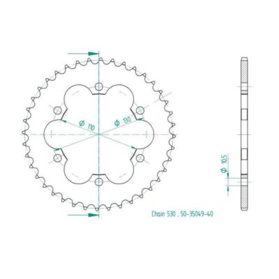 Couronne Bombardier acier Quad 530/36D