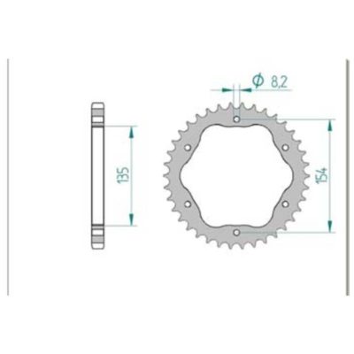 Couronne Ducati adaptateur alu 520/42D