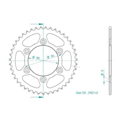 Couronne Ducati acier 525/40D