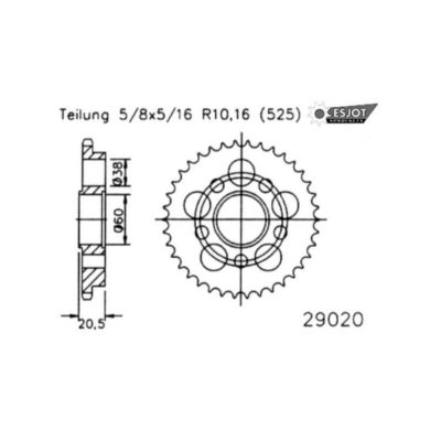 Couronne Ducati acier 525/44D