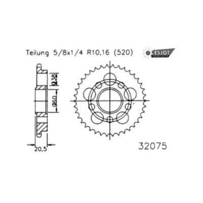 Couronne Ducati acier 520/39D