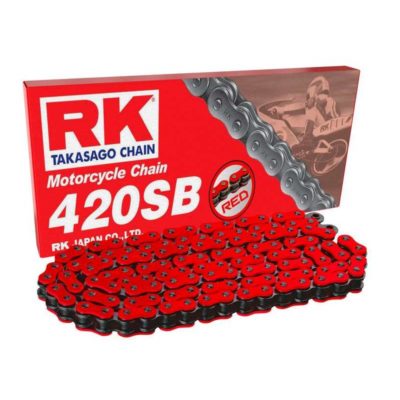 Chaîne 420 RK 420SB 140L, renforcée, sans O-Ring, FR (rouge)