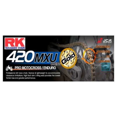 Chaîne 420 RK 420MXU 140L, U-Ring, Enduro-Racing / Motocross, or-or