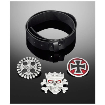 Ledergürtel HH (80 - 125cm) inkl. SKULL/GOTHIC CROSS Schnalle
