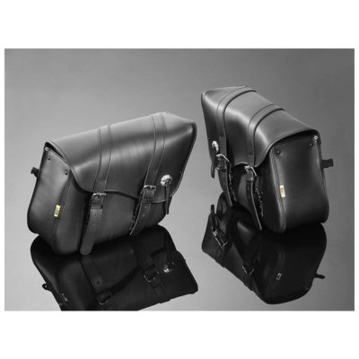 Sacoche HH (paire) INDIANA PLAIN cuir noir 30x50x16cm