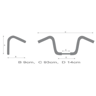 Guidon HH FIGHTER 25.4 pour 22mm, 92.5x9cm noir homologué