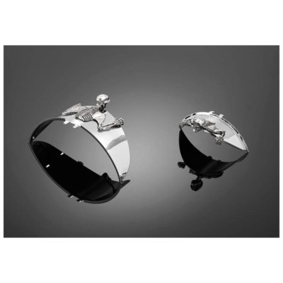 Visière de phare HH SKULL chromé 85mm à coller