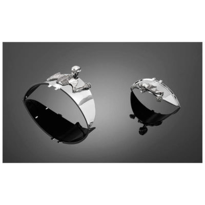 Visière de phare HH SKULL chromé 100mm à coller