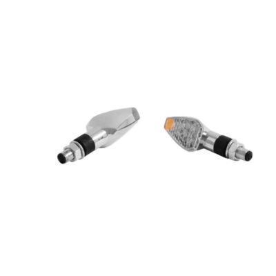 Clignos HH paire TRIANGLE 3D LED long chromé M10-27x47x30 homol.