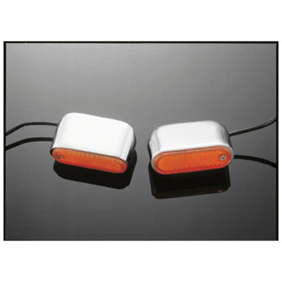 Lampe orange ovale chromé HH 25x70mm bare protège-moteur 22mm