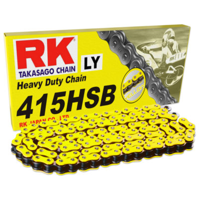 Chaîne d'entraînement vélomoteur RK 415HSB 122L chaîne 415 super-renforcée jaune