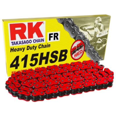 Chaîne d'entraînement vélomoteur RK 415HSB 122L chaîne 415 super-renforcée rouge