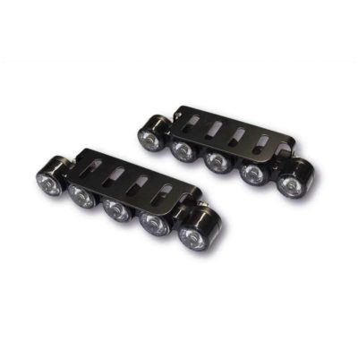 Feux de jour HIGHSIDER (paire) PENTA 2 alu noir avec 2x 5 Power LED homologé