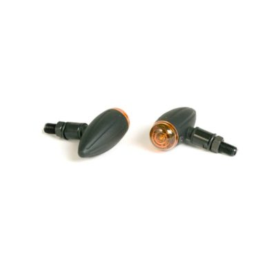 Clignos SHIN YO (paire) MICRO BULLET amp. noir/orange M10-Ø29x75mm homologé