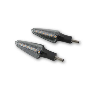 Clignos KOSO (paire) NUOVO avec 6 LED en noir/fumé(M8x1.25-120x39x35mm) hom.