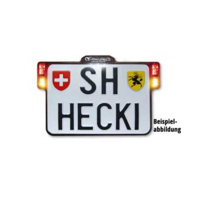 Support plaque Heinzbikes ALL INN format moto alu 3en1 feux stop/arrière