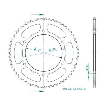 Couronne ESJOT 428/58D SWM RS 125 R