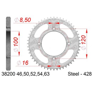 Couronne AFAM acier 428/63D Beta RR 125 4-t LC Enduro