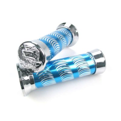 Poignée NN PRODUCTS (paire) STREET - RIBBED (Ø22x130mm) bochon chromé bleu