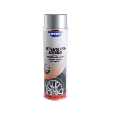 Spray brillant pneus PRESTO contient Silikon (pas pour surface de roulement)