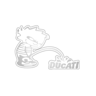 Sticker PRINT (paire) DUCATI en argenté (85 x 85mm)