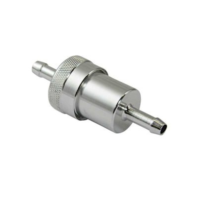 Filtre benzine BIKE IT alu chromé (Ø3x7.6cm) demontable/lavable raccord Ø6/3mm