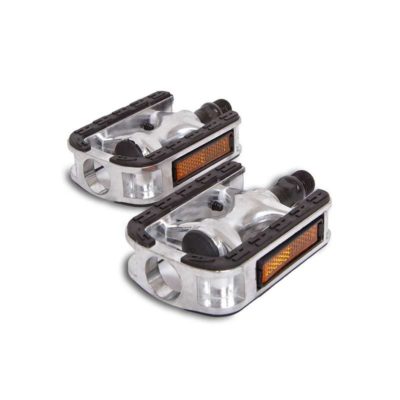 Pedales LYNX (paire) sport UNIVERSAL en argenté / noir en alu pour vélomoteurs