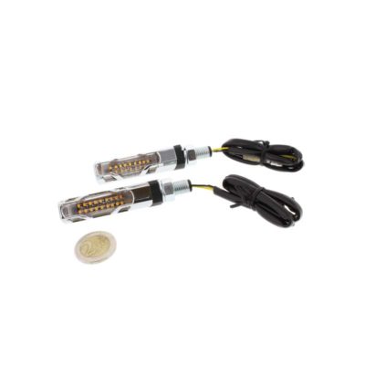Clignos JMP (paire) DASH 2 SEQUENTIELL-18 LED chromé M8x1.25-64x15x15 homologé