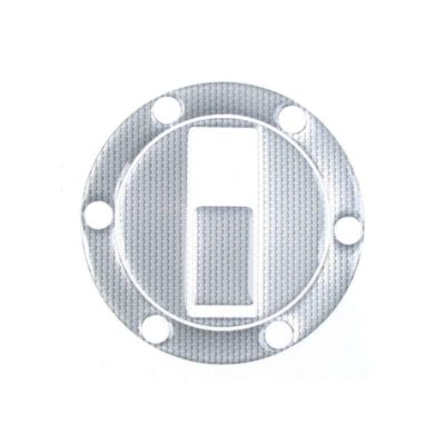 Protège bouchonPRINT en carbon-look argenté (adapté pour Aprilia et Cagiva)