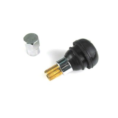 Valve NO NAME droit noir/chromé avec bouchon valve Tubeless