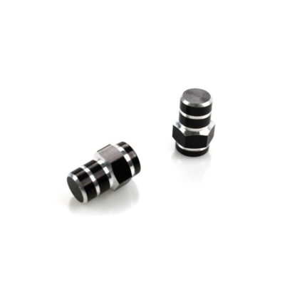 Bouchon valve TUN (paire) avec 6pans en alu noir