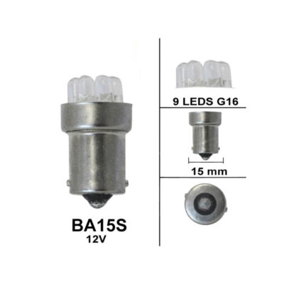 Ampoule orange LED (9 Leds) 12V BA15s / 2 pcs.