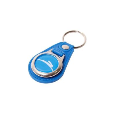 Porte clé NN PRODUCTS TOMOS cuir bleu avec emblème