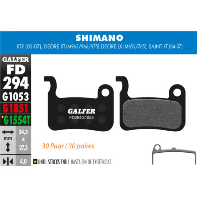 Plaquettes de frein vélo Galfer Performance 30 prs Shimano XT (SHIMANO, TRP)