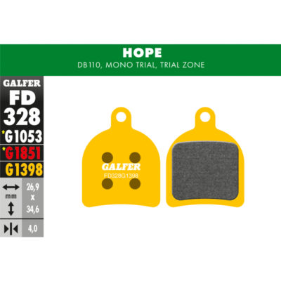 Plaquettes de frein vélo Galfer Bike métal fritté (HOPE)