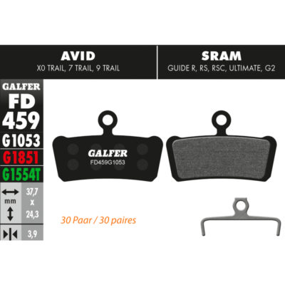 Plaquettes de frein vélo Galfer Bike semi-metal 30 paires (AVID, SRAM)