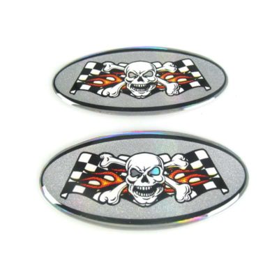 Sticker 4R (paire) 3D MOTO SPORT OVAL Skull