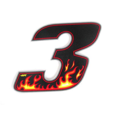 Sticker 4R RACING no. 3 Flame coloré (100 x 140mm)