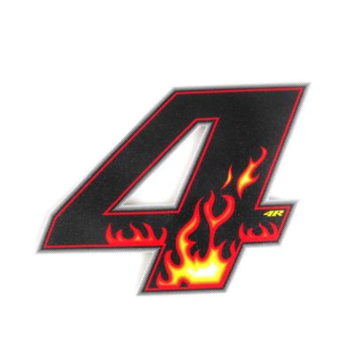 Sticker 4R RACING no. 4 Flame coloré (100 x 140mm)